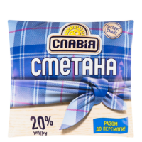 Сметана натуральна Славія 20% (плівка) 350 г