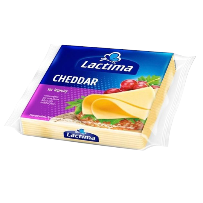 Справжній плавлений сир Чедер Lactima у скибочках, 130 г (8 слайсів)