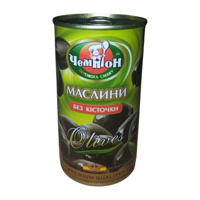 Маслины чёрные без косточки Чемпион, банка 350 г (Испания)