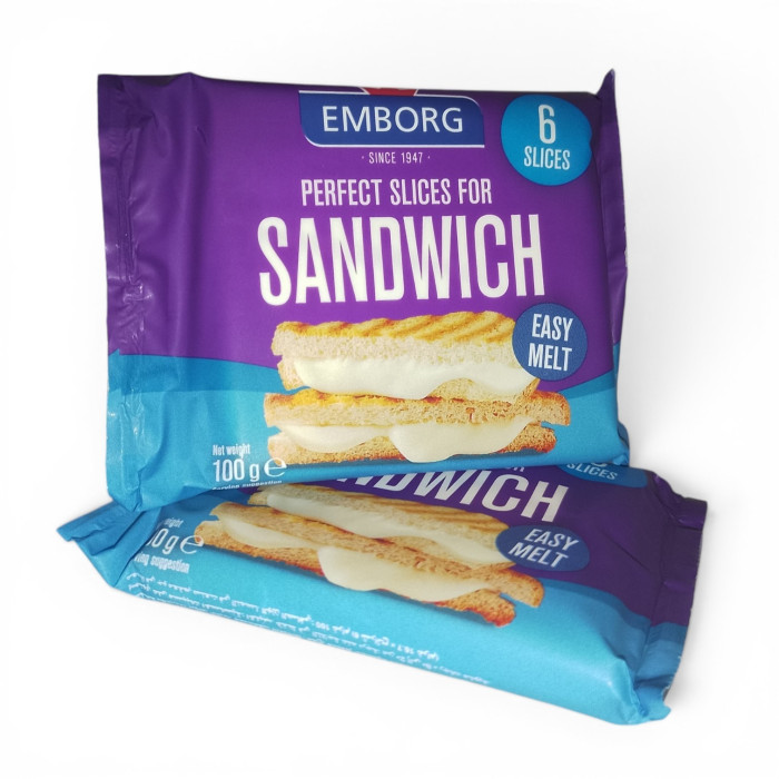 Плавлений сирний продукт для сендвічів Emborg Sandwich Slices (6 скибочок), 100 г