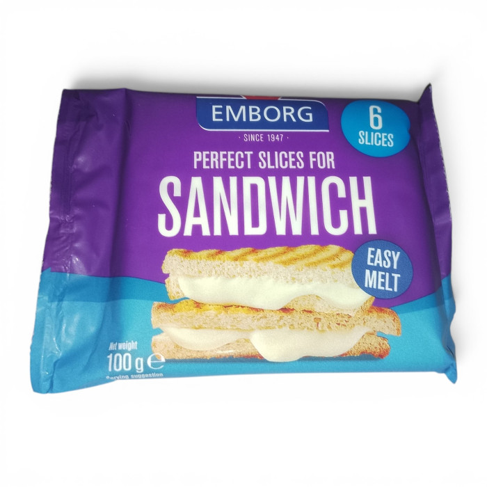 Плавлений сирний продукт для сендвічів Emborg Sandwich Slices (6 скибочок), 100 г