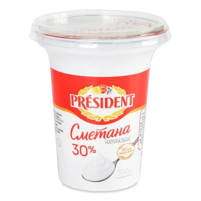 Преміальна сметана President 30% для кондитерів та ресторанів, 300 г