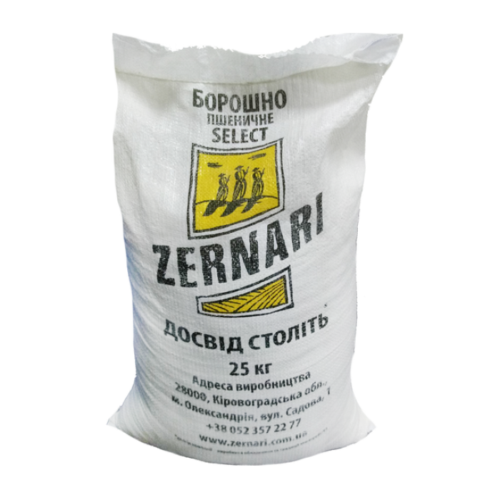 Борошно пшеничне Зернарі Select 25 кг