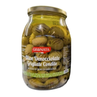 Оливки зеленые без косточки на гриле GRANATA в масле, стекло 970 г