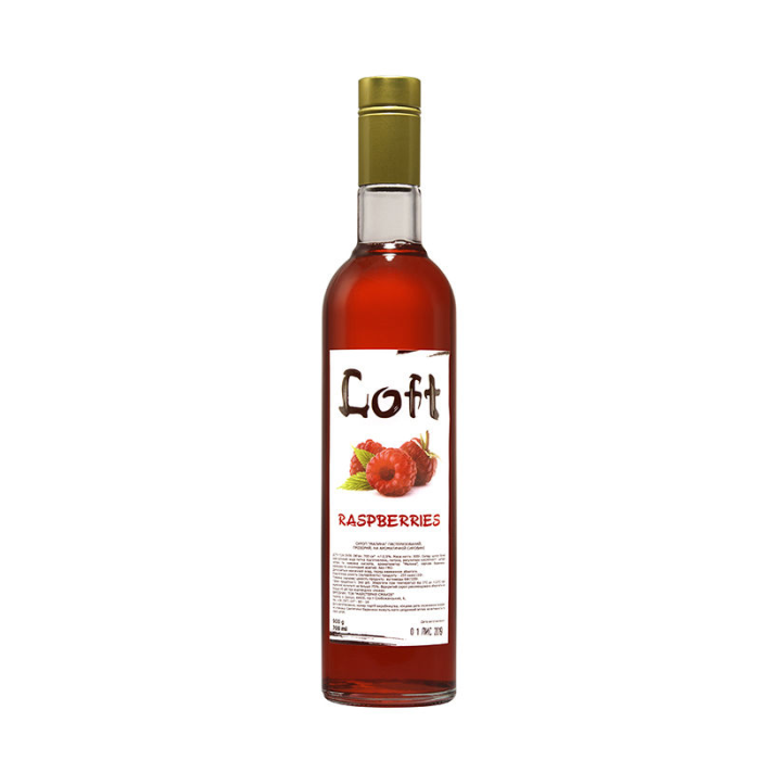 Професійний барний сироп Loft «Малина» (Raspberries), скляна пляшка 700 мл