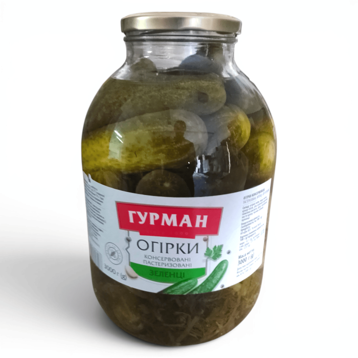 Огурцы консервированные пастеризованные Гурман, 3 кг