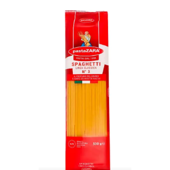Класичні італійські спагетті Pasta Zara №3 (з твердих сортів пшениці), 500 г
