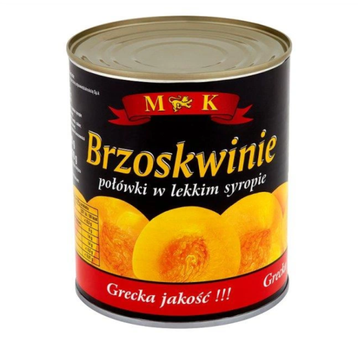 Консервированные персики половинки в сиропе M&K, 820 г
